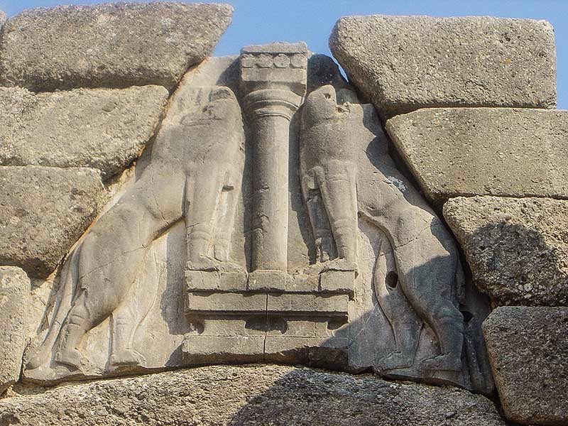 Λεπτομέρεια της Πύλης των Λεόντων στις Μυκήνες